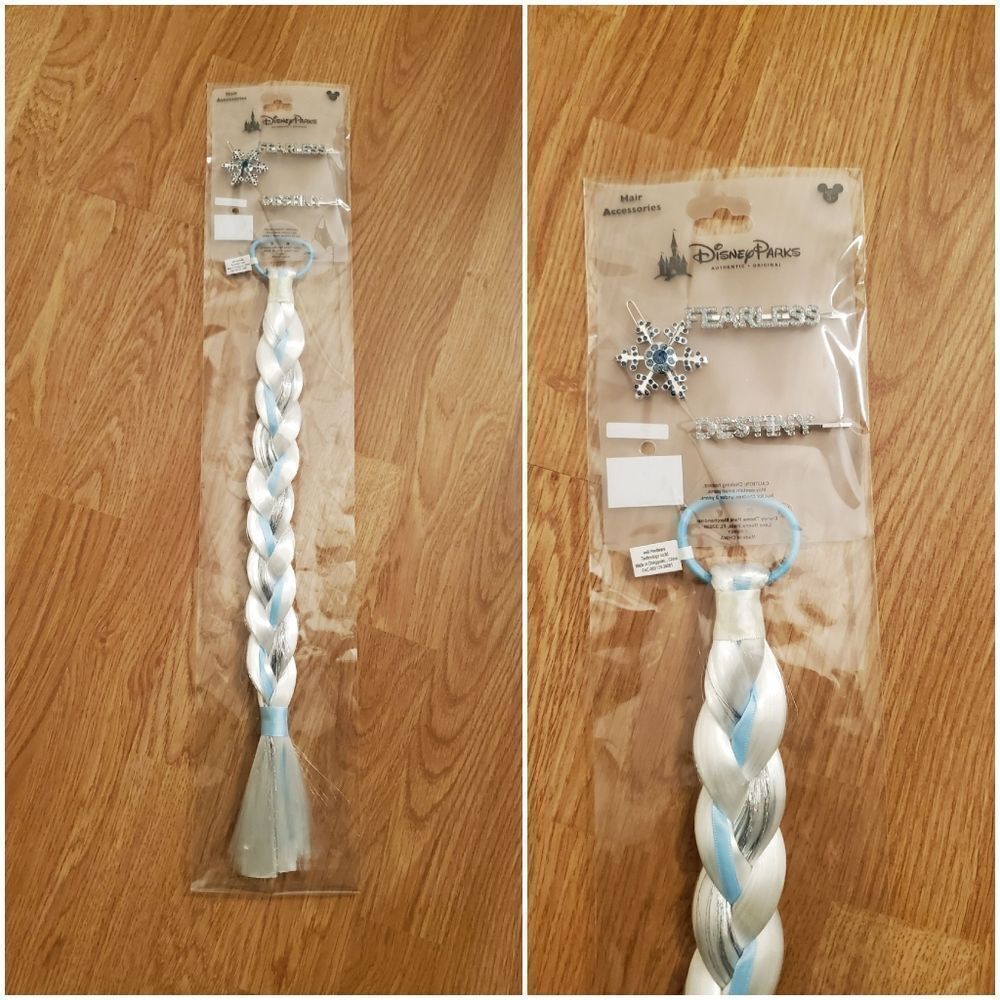 Disney Parks Elsa Frozen Hair Accessory Set Ponytail Braid Barrettes & Sparkle